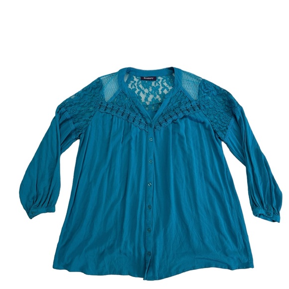 Roaman’s  Women's Plus Size Lace V-Neck Big Shirt Top Size 20W - Picture 11 of 17